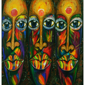 Pittura intitolato "The Mask" da Poonam Tiwari, Opera d'arte originale, Acrilico