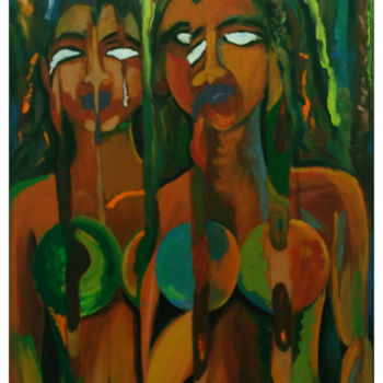 Painting titled "FLOWING FIGURES" by Poonam Tiwari, Original Artwork, Acrylic