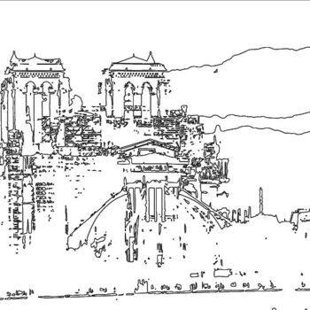 Рисунок под названием "Notre Dame" - Poongraphy, Подлинное произведение искусства, Чернила