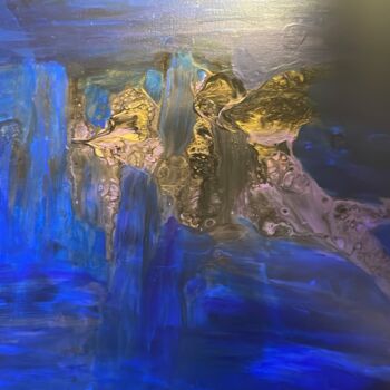 Schilderij getiteld "Cascade nocturne" door Poongraphy, Origineel Kunstwerk, Acryl Gemonteerd op Frame voor houten brancard