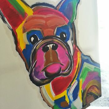 Painting titled "Bouledogue" by Tiphaine Corteyn, Original Artwork, Acrylic