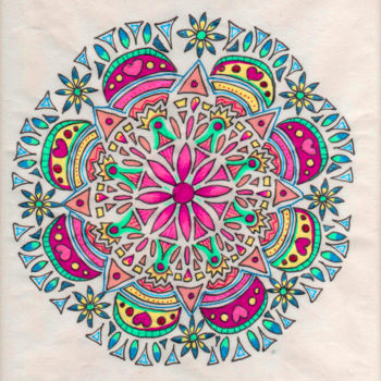 Drawing titled "mandala-01" by Pootshee, Original Artwork, Ballpoint pen
