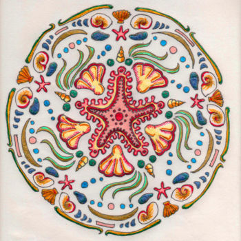 Drawing titled "mandala-05" by Pootshee, Original Artwork, Ballpoint pen