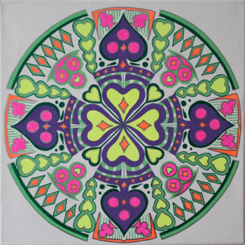 Рисунок под названием "mandala-canvas-02" - Pootshee, Подлинное произведение искусства, Маркер