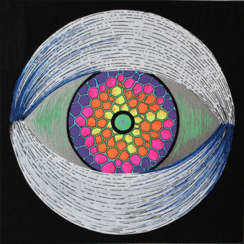 Рисунок под названием "mandala-canvas-06" - Pootshee, Подлинное произведение искусства, Маркер