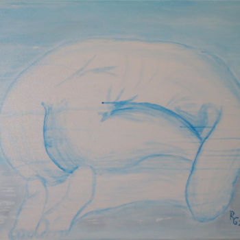 Painting titled "Akt in Blau" by Günther Roth, Original Artwork