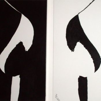 Painting titled "Diptychon Black and…" by Günther Roth, Original Artwork