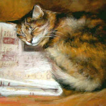 Disegno intitolato "The Standard Cat ll" da Jill Van Hoorn, Opera d'arte originale, Pastello