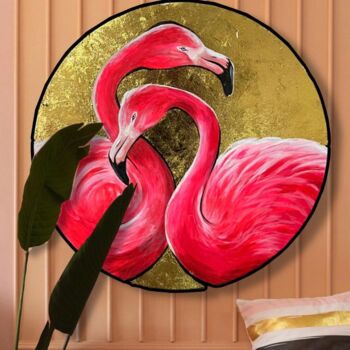 Painting titled "Flamingo Love" by Popescu Denisa, Original Artwork, Acrylic