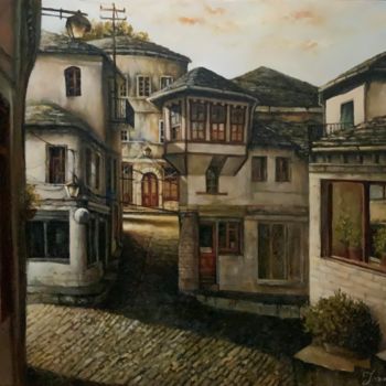 Painting titled "Gjirokastra the old…" by Joan Popli, Original Artwork, Oil