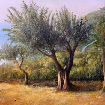 Pintura intitulada "Hill of olives" por Joan Popli, Obras de arte originais, Óleo