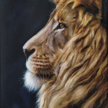 Painting titled "Lion" by Popova Josephine, Original Artwork, Oil