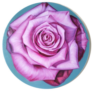 Pittura intitolato "Pink rose" da Popova Josephine, Opera d'arte originale, Olio