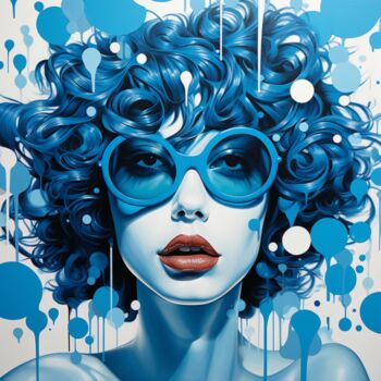 Arts numériques intitulée "BLUE 3" par Poptonicart, Œuvre d'art originale, Collage numérique