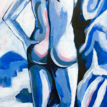 Peinture intitulée "mujer-azul-i" par Portalo, Œuvre d'art originale, Acrylique