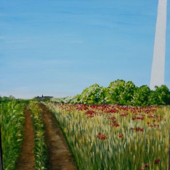 Painting titled "Poppy and Wheat" by Nelly John, Original Artwork, Acrylic