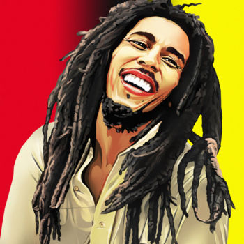 Digital Arts titled "Bob Marley" by Montana Giuseppe Pinô, Original Artwork, Digital Painting