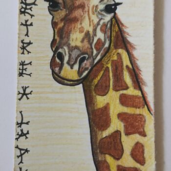 Dessin intitulée "Douce Girafe" par Portraits De L'Âme, Œuvre d'art originale, Crayon