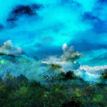 Digitale Kunst mit dem Titel "Vulkan im Paradies" von Sigrid Gombert, Original-Kunstwerk, Digitale Malerei