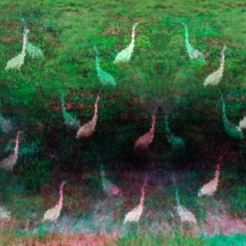 Digitale Kunst mit dem Titel "gooses visiting the…" von Sigrid Gombert, Original-Kunstwerk, Digitale Malerei