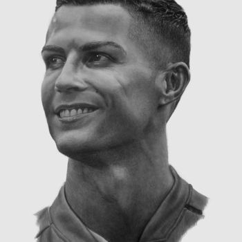 Zeichnungen mit dem Titel "Cristiano Ronaldo" von Eduard Potashev, Original-Kunstwerk, Bleistift