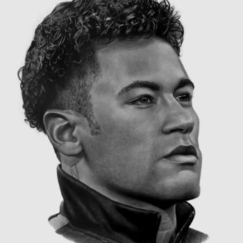 Drawing titled "Neymar" by Eduard Potashev, Original Artwork, Pencil