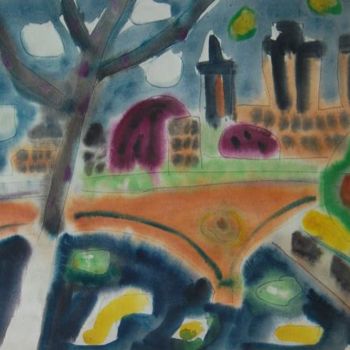 Pintura titulada "Новый мост. Париж.…" por Vladimir Potemkin, Obra de arte original, Témpera
