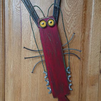 Sculpture titled "LE HOMARD" by Isabelle Pouvreau, Original Artwork, Wood