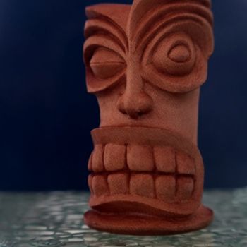 Sculpture titled "Eleven Tiki" by Didier Pouzol, Original Artwork, Wood