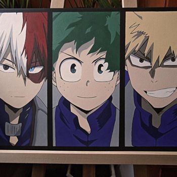 Pittura intitolato "Deku, Todoroki and…" da Celeste Skyhawer, Opera d'arte originale