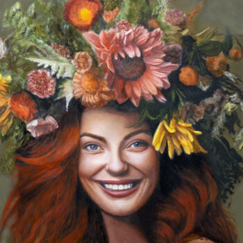 Картина под названием "Persephone" - Maria Arias, Подлинное произведение искусства, Масло Установлен на Деревянная панель