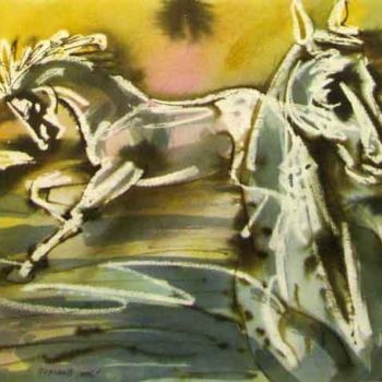 Peinture intitulée "Pink horse" par Aleksey Poyaganov, Œuvre d'art originale