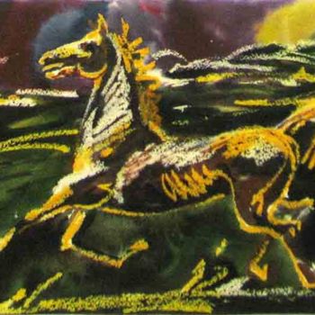 Peinture intitulée "Evening horse" par Aleksey Poyaganov, Œuvre d'art originale