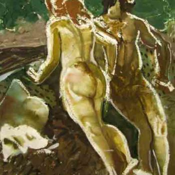Painting titled "Адам и Ева/Adam and…" by Aleksey Poyaganov, Original Artwork