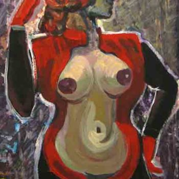 Malerei mit dem Titel "Красная женщина/  R…" von Aleksey Poyaganov, Original-Kunstwerk