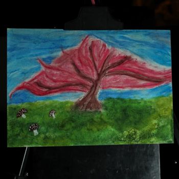 Pintura titulada "Arvore rosa e cogum…" por Michael Poynter, Obra de arte original, Pastel
