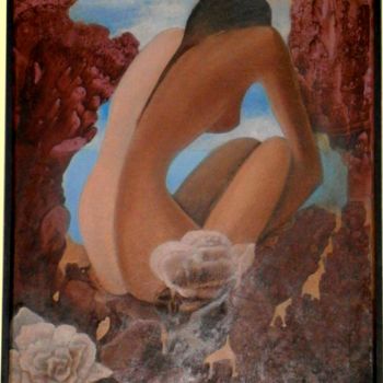 Peinture intitulée "sirène de dos sur u…" par Pierre Paul Parmentier, Œuvre d'art originale, Huile