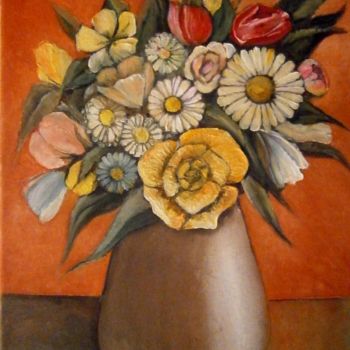 Pintura intitulada "bouquet de fleurs d…" por Pierre Paul Parmentier, Obras de arte originais, Óleo