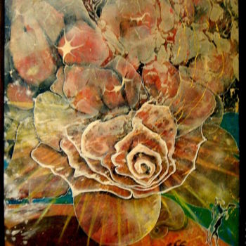 Pittura intitolato "rêve d'une rose-71x…" da Pierre Paul Parmentier, Opera d'arte originale, Olio