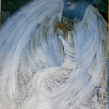 Картина под названием "brûme,nuit,ange et…" - Pierre Paul Parmentier, Подлинное произведение искусства, Масло