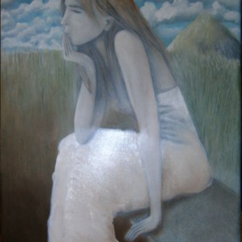 Peinture intitulée "songe dans un champ" par Pierre Paul Parmentier, Œuvre d'art originale, Huile