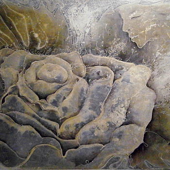Pintura intitulada "l'impossible rose b…" por Pierre Paul Parmentier, Obras de arte originais, Óleo