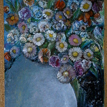 Peinture intitulée "fleurs-des-champs-d…" par Pierre Paul Parmentier, Œuvre d'art originale, Huile