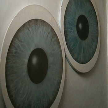 Painting titled "2 yeux" by Pierre Paul Parmentier, Original Artwork, Oil