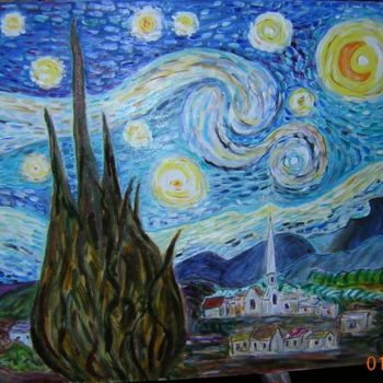 Painting titled "Starry Night" by Ppvillegas, Original Artwork, Oil