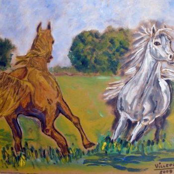Peinture intitulée "Wild horses" par Ppvillegas, Œuvre d'art originale, Huile