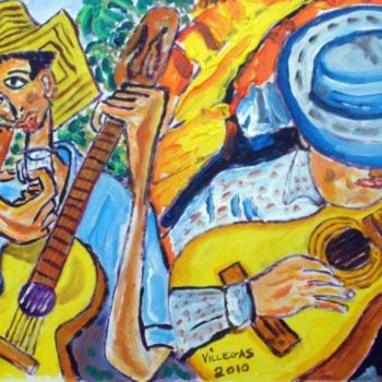 Malerei mit dem Titel "Guitarras" von Ppvillegas, Original-Kunstwerk, Öl