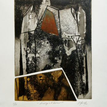 Druckgrafik mit dem Titel "desequilibrar" von Pablo Quert, Original-Kunstwerk, Radierung