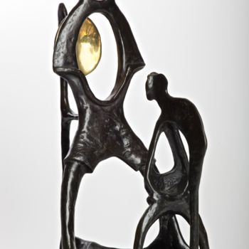 Sculpture intitulée "L’ homme dans le Mi…" par Pierre Racine, Œuvre d'art originale, Bronze