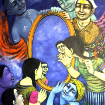 Painting titled "The Mirror" by Pramod Apet, Original Artwork, Acrylic